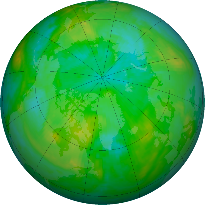 Arctic ozone map for 21 July 1986